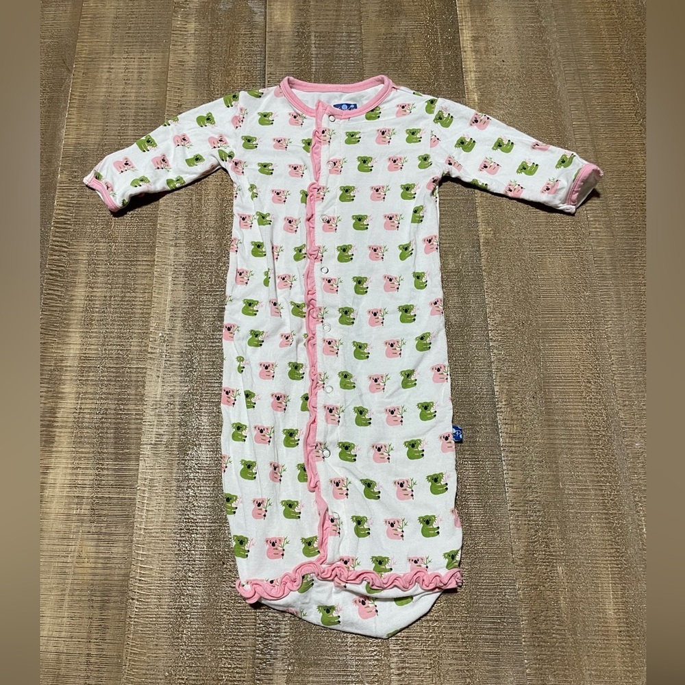 Kickee Pants Pink Trim Baby Gown